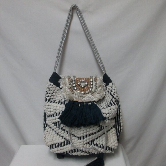 Steve Madden crochet shoulder backpack purse satchel Studded convertible large - Picture 1 of 11